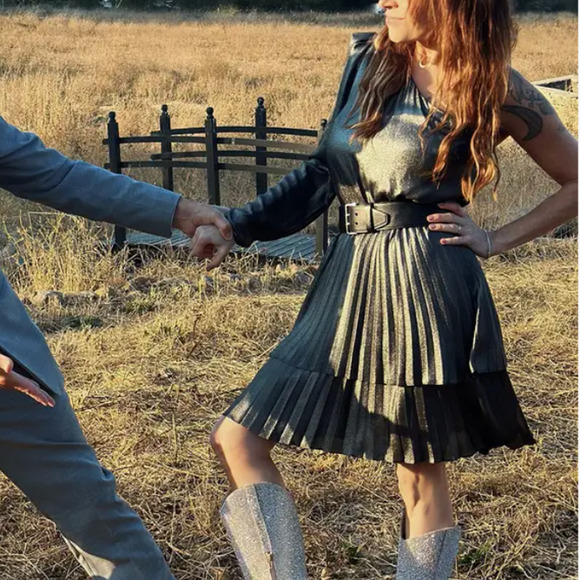 Derek Lam Metallic One Shoulder Mini Dress Gunmetal SIZE 4 Paty Designer $450 - Picture 9 of 10